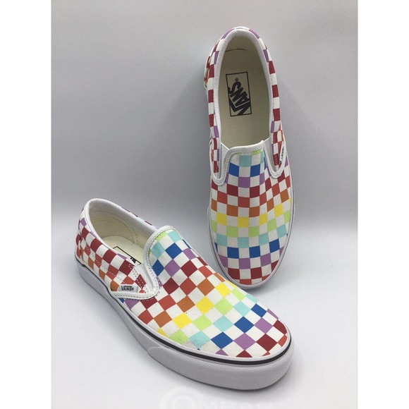 Vans Other - Vans Unisex Rainbow Checkerboard Slip On Sneakers Skate Shoes Size Men-8.5